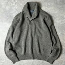 90s POLO RALPH LAUREN ショールカラー ラムウール 変形 ニット セーター L / 90年代 オールド ポロ ラルフローレン グレー 【中古...