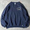 雰囲気系 90s USA製 RUSSELL 3段 企業 刺繍 スウェット トレーナー XXL / 90年代 アメリカ製 オールド ラッセル ナス紺 ネイビー 【...