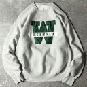 90s UNKNOWN カレッジ ロゴ パッチ 刺繍 RWタイプ スウェット トレーナー / 90年代 オールド リバース 霜降り グレー 【中古】 古着 アメ...