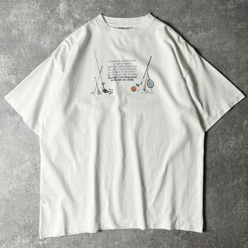 Rakuten - 90s USA製 スポーツ メッセージ プリント 半袖 Tシャツ L / 90年代 アメリカ製 オールド シングル アート 白 【中古】 古着 アメリカ古着 USED ユーズド 中古 VINTAGE US古着 アメカジ