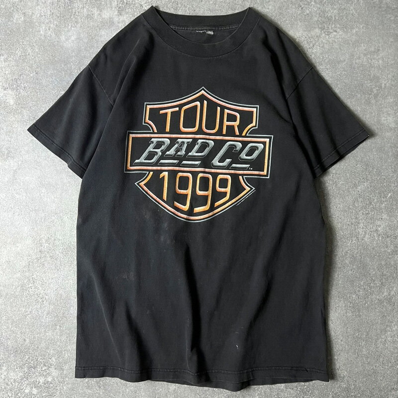 Rakuten - 雰囲気系 90s Bad Company オフィシャル 1999 ツアー プリント 半袖 Tシャツ / 90年代 オールド バンT バンド HARLEY ハーレー パロディ 【中古】 古着 アメリカ古着 USED ユーズド 中古 VINTAGE US古着 アメカジ