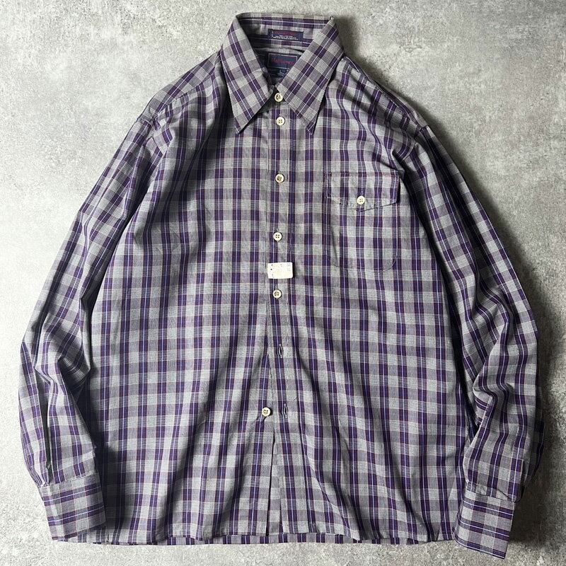 Rakuten - デッドストック 70s Hathaway チェック 長袖 コットン シャツ L / 70年代 ビンテージ ボックス ハサウェイ NOS 【中古】 古着 アメリカ古着 USED ユーズド 中古 VINTAGE US古着 アメカジ