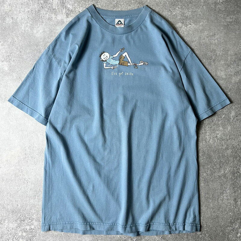 Rakuten - 90s Be As You Are ジョーク プリント 半袖 Tシャツ XL / 90年代 オールド キャラクター メッセージ ブルー 【中古】 古着 アメリカ古着 USED ユーズド 中古 VINTAGE US古着 アメカジ