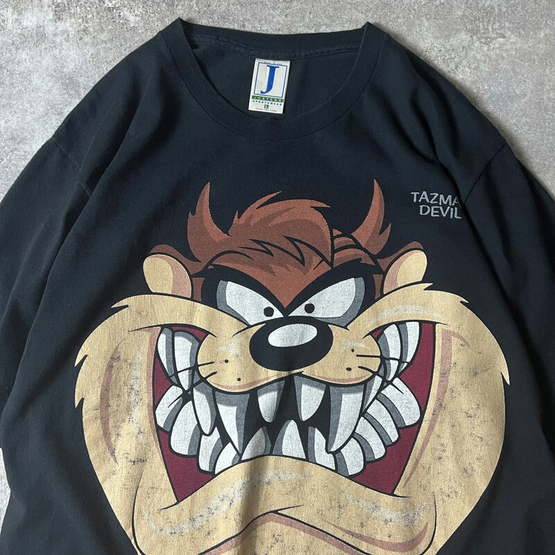 90s USA製 ルーニー テューンズ オフィシャル タズマニアン デビル プリント 半袖 Tシャツ L / 90年代 アメリカ製 オールド シングル 黒 【中古】 古着 アメリカ古着 USED ユーズド 中古 VINTAGE US古着 アメカジ