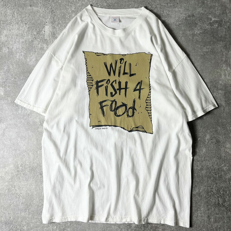 Rakuten - 90s USA製 ダンボール アート ジョーク メッセージ プリント 半袖 Tシャツ メンズ XXL / 90年代 アメリカ製 オールド ホワイト 白 【中古】 古着 アメリカ古着 USED ユーズド 中古 VINTAGE US古着 アメカジ