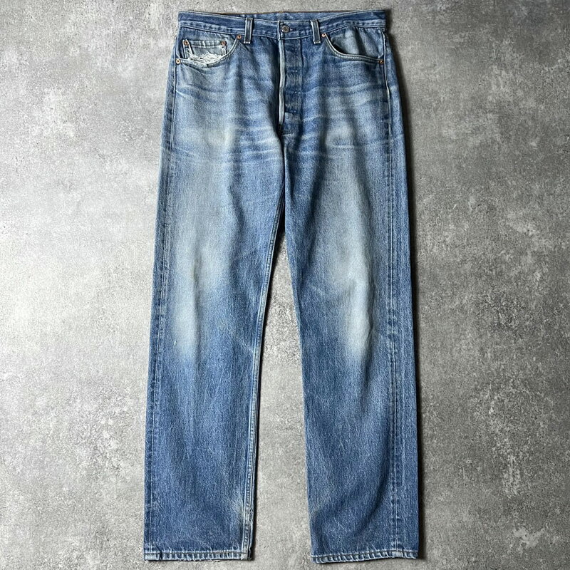 ヒゲ 90s USA製 Levis 501 ストレート デニム パンツ 36 / 90年代 アメリカ製 オールド リーバイス ジーンズ ジーパン 脇割り 【中古】 古着 アメリカ古着 USED ユーズド 中古 VINTAGE US古着 アメカジ