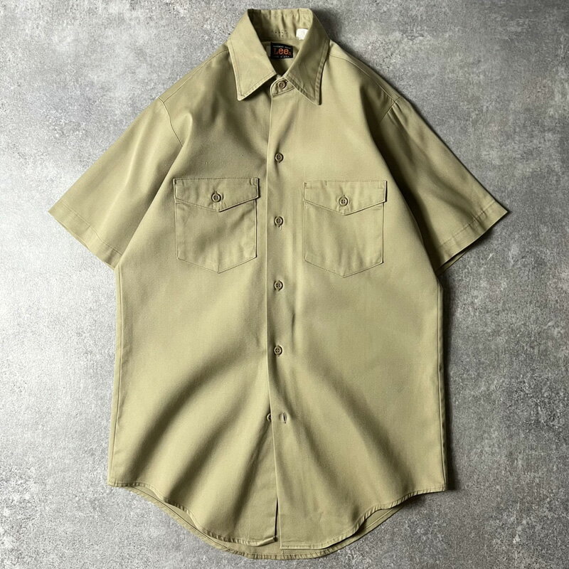 Rakuten - 70s USA製 Lee 半袖 ワーク シャツ / 70年代 アメリカ製 ビンテージ リー カーキ ベージュ 無地 PERMNENT PRESS 【中古】 古着 アメリカ古着 USED ユーズド 中古 VINTAGE US古着 アメカジ