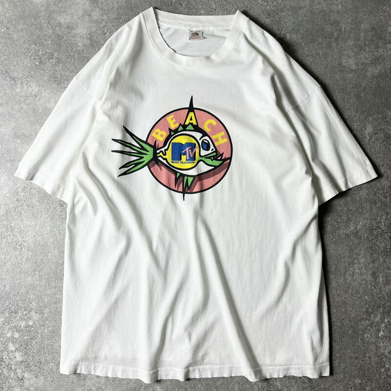 楽天US古着 RUMRAGE 楽天市場店90s USA製 MTV X BUFFALINO 両面 企業 ロゴ プリント 半袖 Tシャツ XL / 90年代 オールド シングル ステッチ ホワイト 企業物 テレビ 【中古】 古着 アメリカ古着 USED ユーズド 中古 VINTAGE US古着 アメカジ