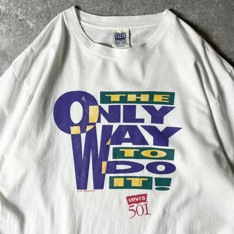 90s USA製 Levis 501 メッセージ プリント 半袖 Tシャツ XL / 90年代 アメリカ製 オールド リーバイス シングル 【中古】 古着 アメリカ古着 USED ユーズド 中古 VINTAGE US古着 アメカジ