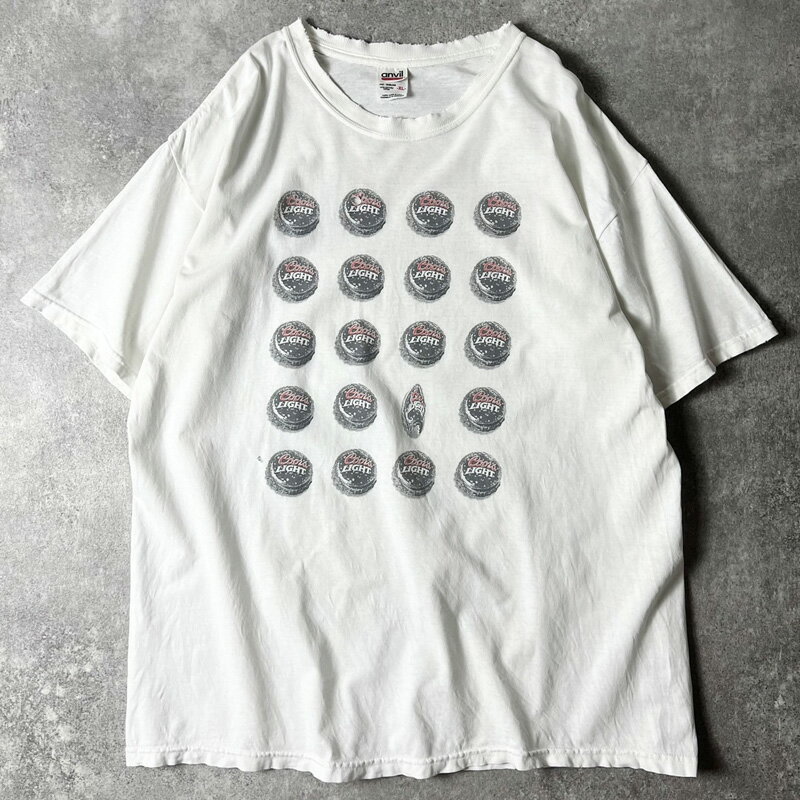 Rakuten - 雰囲気系 00s Coors Light キャップ 企業物 プリント 半袖 Tシャツ XL / 00年代 企業 襤褸 ボロ ロゴ クアーズライト ホワイト 【中古】 古着 アメリカ古着 USED ユーズド 中古 VINTAGE US古着 アメカジ