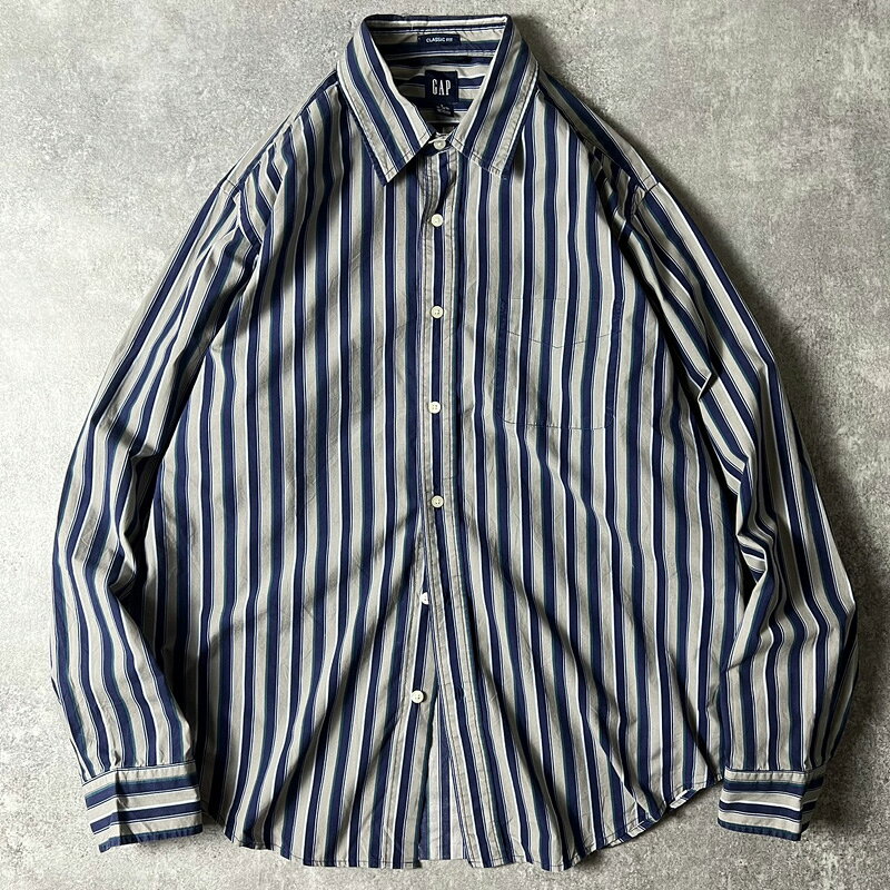 Rakuten - 00s GAP マルチカラー ストライプ 長袖 コットン シャツ L / 00年代 オールド ギャップ マルチストライプ クラシックフィット 【中古】 古着 アメリカ古着 USED ユーズド 中古 VINTAGE US古着 アメカジ
