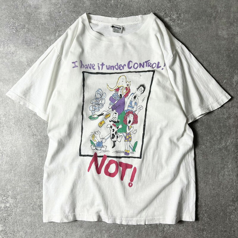 Rakuten - 90s ジョーク キャラクター プリント 半袖 Tシャツ M / 90年代 オールド シングル ステッチ ホワイト 白 【中古】 古着 アメリカ古着 USED ユーズド 中古 VINTAGE US古着 アメカジ