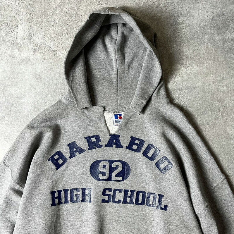 90s USA製 RUSSELL 3段 カレッジ プリント スウェット フード パーカー XXL / 90年代 アメリカ製 オールド ラッセル トレーナー 【中古】 古着 アメリカ古着 USED ユーズド 中古 VINTAGE US古着 アメカジ