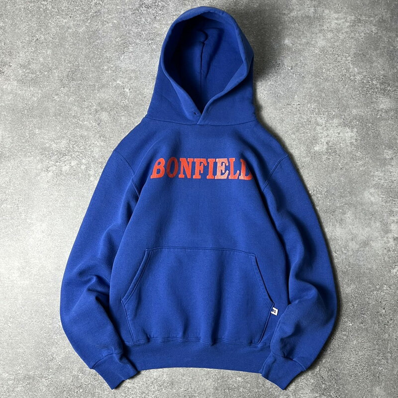 Rakuten - 90s USA製 RUSSELL カレッジ プリント スウェット フード パーカー S / 90年代 アメリカ製 ラッセル トレーナー ブルー 【中古】 古着 アメリカ古着 USED ユーズド 中古 VINTAGE US古着 アメカジ