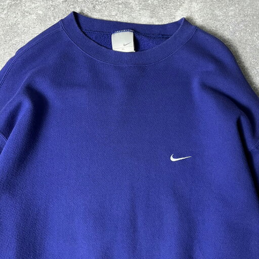 00s NIKE ワンポイント スモール スウォッシュ ロゴ刺繍 スウェット トレーナー XL / 00年代 ナイキ スウッシュ スエット ネイビー 【中古】 古着 アメリカ古着 USED ユーズド 中古 VINTAGE US古着 アメカジ