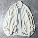70s UNKNWON フルジップ アクリル ニット カーディガン / 70年代 ビンテージ セーター ホワイト ナチュラル 【中古】 古着 アメリカ古着 US...