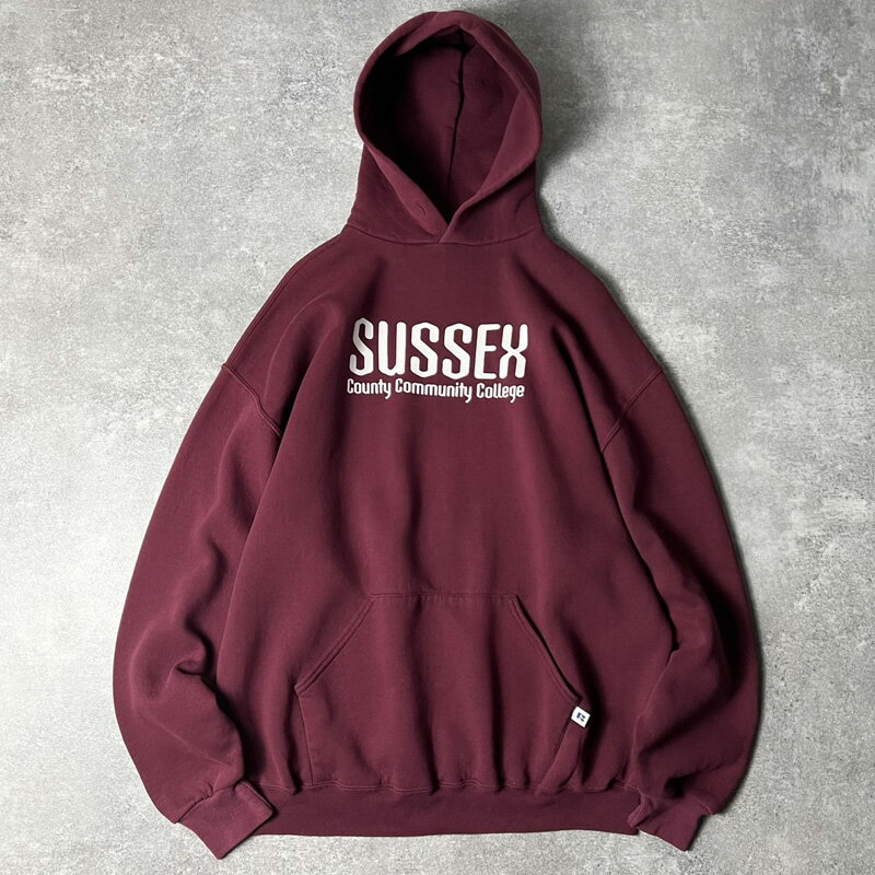 90s RUSSELL 2段 カレッジ プリント スウェット フード パーカー XXL / 90年代 オールド ラッセル エンジ トレーナー 【中古】 古着 アメリカ古着 USED ユーズド 中古 VINTAGE US古着 アメカジ