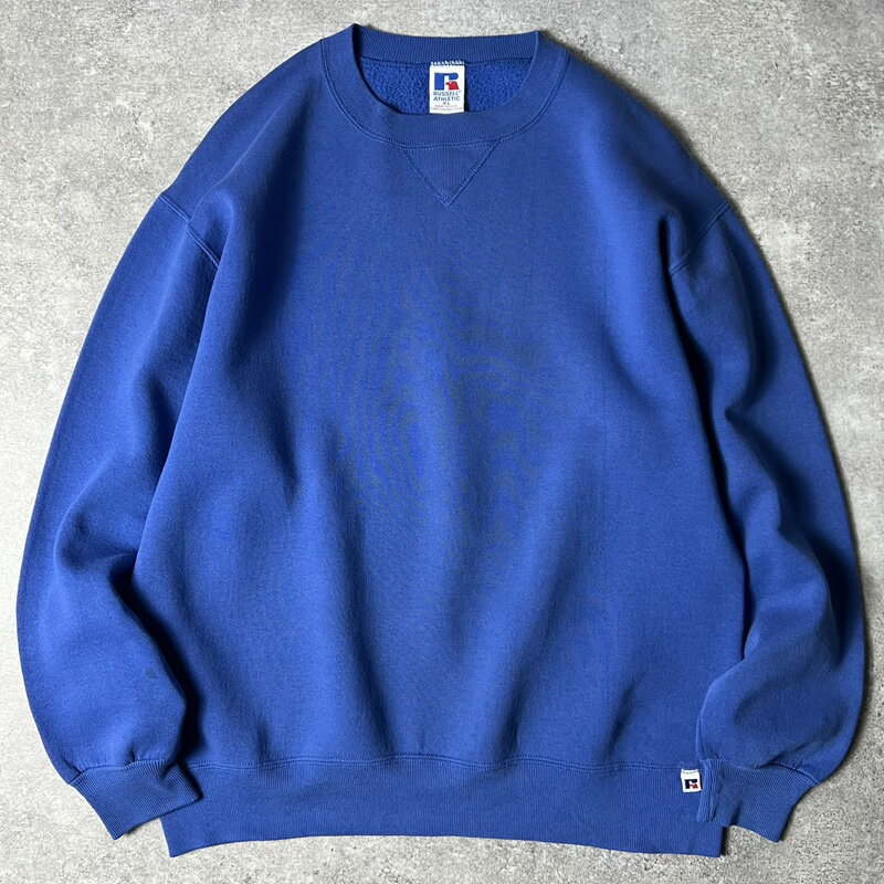 Rakuten - 90s USA製 RUSSELL 無地 前V スウェット トレーナー XL / 90年代 アメリカ製 オールド ラッセル 裏起毛 ブルー スエット 【中古】 古着 アメリカ古着 USED ユーズド 中古 VINTAGE US古着 アメカジ