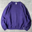 90s USA製 RUSSELL 無地 前V スウェット トレーナー XL / 90年代 アメリカ製 オールド ラッセル 裏起毛 パープル 【中古】 古着 アメ...