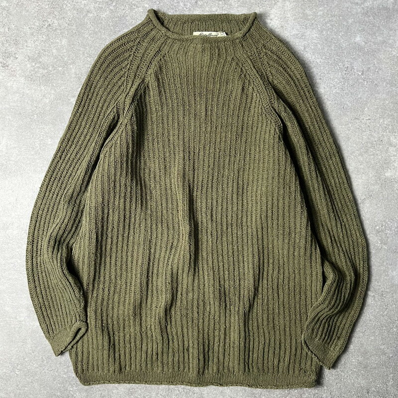 00s Eddie Bauer モックネック 無地 コットン ニット セーター S / 00年代 オールド エディーバウアー オリーブ グリーン 【中古】 古着 アメリカ古着 USED ユーズド 中古 VINTAGE US古着 アメカジ