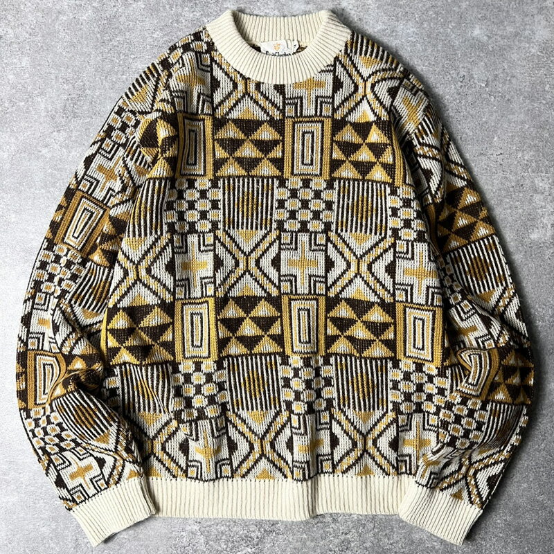 Rakuten - 60s Lord Clayton 総柄 アクリル ニット セーター M / 60年代 ビンテージ マルチカラー 【中古】 古着 アメリカ古着 USED ユーズド 中古 VINTAGE US古着 アメカジ