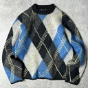 60s KENNEDY'S アーガイル 総柄 毛長 ウール ニット セーター S / 60年代 ビンテージ マルチカラー モヘア モヘヤ 【中古】 古着 アメリ...