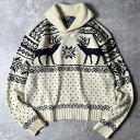 90s POLO RALPH LAUREN ノルディック 総柄 コットン ラビットヘア カシミヤ ニット セーター L / 90年代 オールド ポロ ラルフロー...