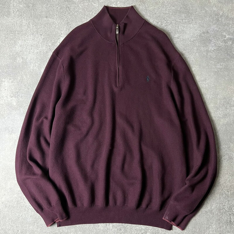 POLO RALPH LAUREN ハーフジップ ピマコットン ニット セーター XXL / ポロ ラルフローレン ポニー刺繍 【中古】 古着 アメリカ古着 USED ユーズド 中古 VINTAGE US古着 アメカジ