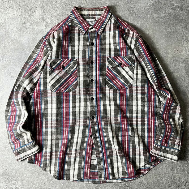 80s~ FIVE BROTHER チェック 長袖 ヘビー フランネル シャツ XL / 80年代 90年代 ビンテージ ネルシャツ マルチカラー 【中古】 古着 アメリカ古着 USED ユーズド 中古 VINTAGE US古着 アメカジ