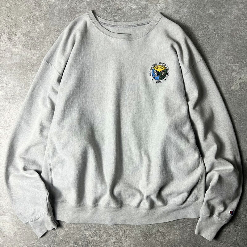 Rakuten - 00s Champion ロゴ 刺繍 プレミアム リバースウィーブ スウェット トレーナー / 00年代 オールド チャンピオン 霜降り グレー 【中古】 古着 アメリカ古着 USED ユーズド 中古 VINTAGE US古着 アメカジ