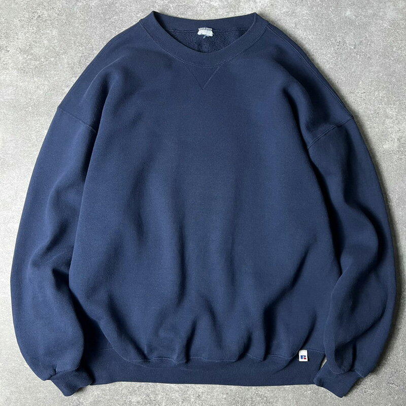 Rakuten - 90s RUSSELL 無地 前V スウェット トレーナー / 90年代 オールド ラッセル 裏起毛 ネイビー 紺 スエット 【中古】 古着 アメリカ古着 USED ユーズド 中古 VINTAGE US古着 アメカジ