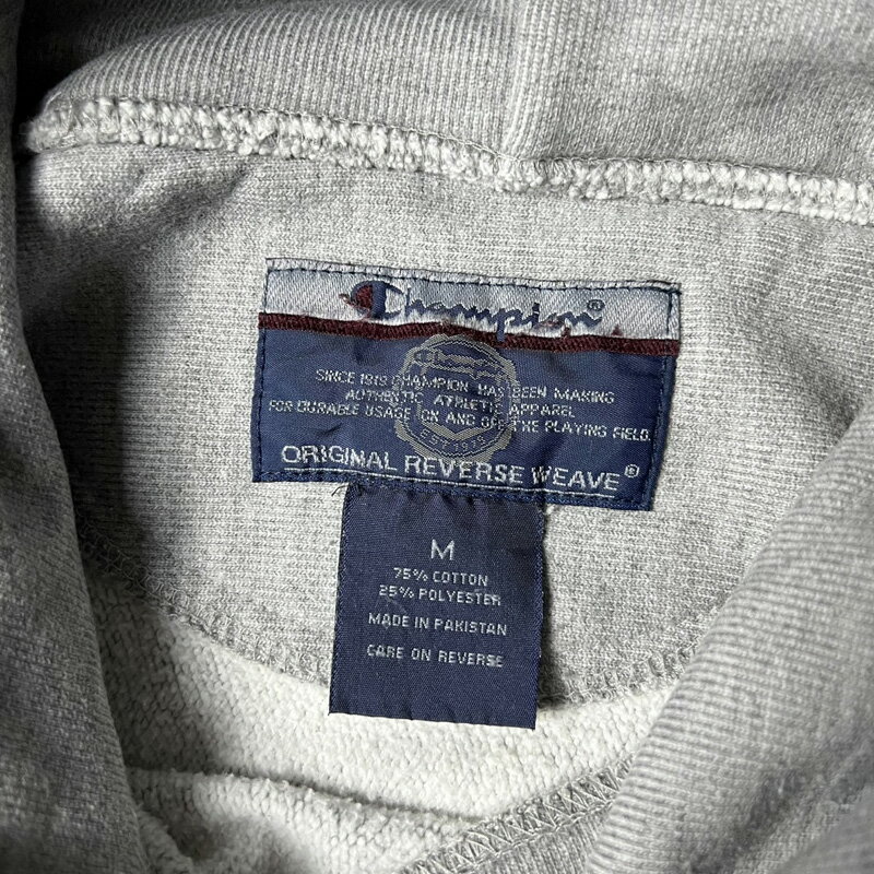00s Champion 3段 カレッジ プリント オリジナル リバースウィーブ スウェット フード パーカー M / 00年代 オールド チャンピオン グレー 【中古】 古着 アメリカ古着 USED ユーズド 中古 VINTAGE US古着 アメカジ