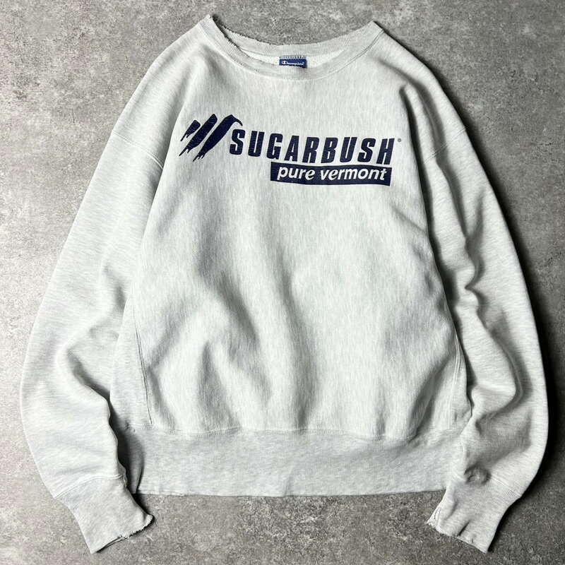 00s Champion 2段 企業物 プリント リバースウィーブ スウェット トレーナー L / 00年代 オールド チャンピオン 霜降り グレー  古着 アメリカ古着 USED ユーズド 中古 VINTAGE US古着 アメカジ