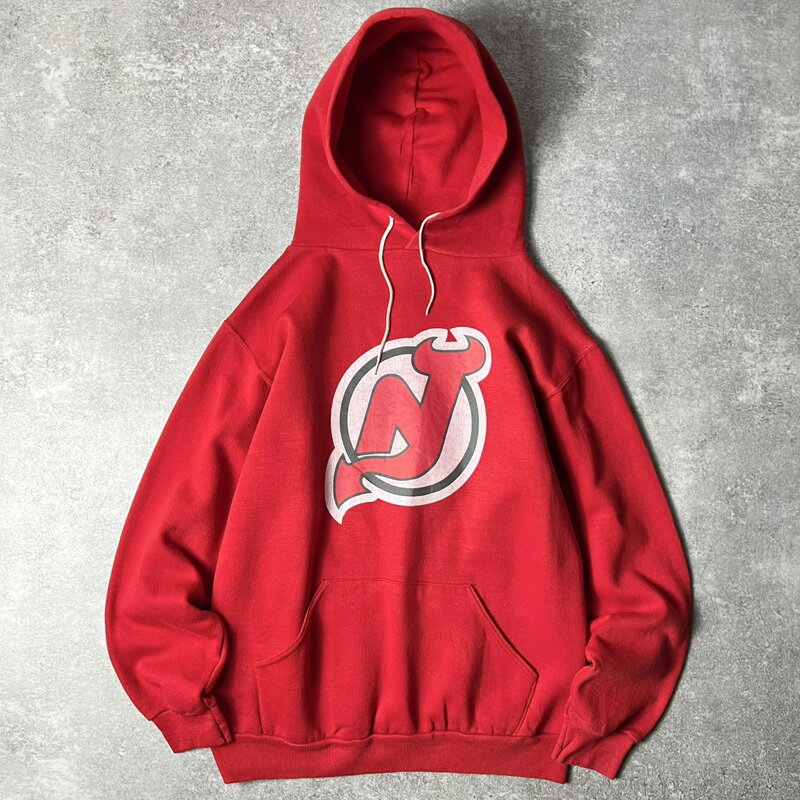 Rakuten - 70s 80s 金タグ USA製 RUSSELL NHL ニュージャージー デビルス プリント スウェット フード パーカー M / 70年代 80年代 ビンテージ ラッセル 【中古】 古着 アメリカ古着 USED ユーズド 中古 VINTAGE US古着 アメカジ