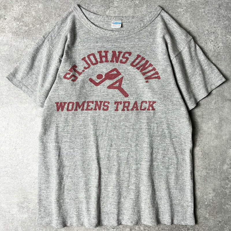 Rakuten - 70s USA製 Champion 88/12 染み込み 3段 カレッジ プリント 半袖 Tシャツ M / 70年代 バータグ チャンピオン ビンテージ アメリカ製 【中古】 古着 アメリカ古着 USED ユーズド 中古 VINTAGE US古着 アメカジ