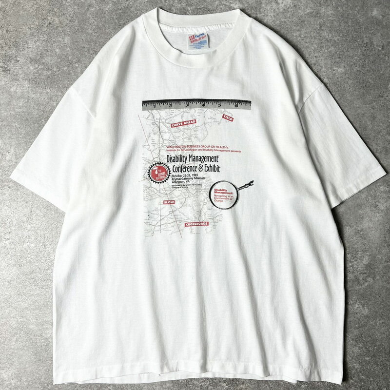 Rakuten - 90s USA製 1993 企業物 マップ プリント 半袖 Tシャツ XL / 90年代 アメリカ製 オールド 企業 シングル ステッチ 白 【中古】 古着 アメリカ古着 USED ユーズド 中古 VINTAGE US古着 アメカジ
