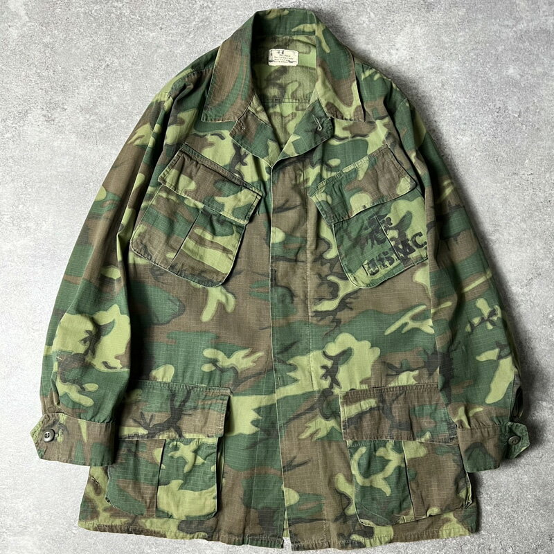 Rakuten - 60s US ARMY 米軍実物 4th ERDL グリーンリーフ カモ ジャングルファティーグ ジャケット S-R / 60年代 ビンテージ USMC ミリタリー 【中古】 古着 アメリカ古着 USED ユーズド 中古 VINTAGE US古着 アメカジ