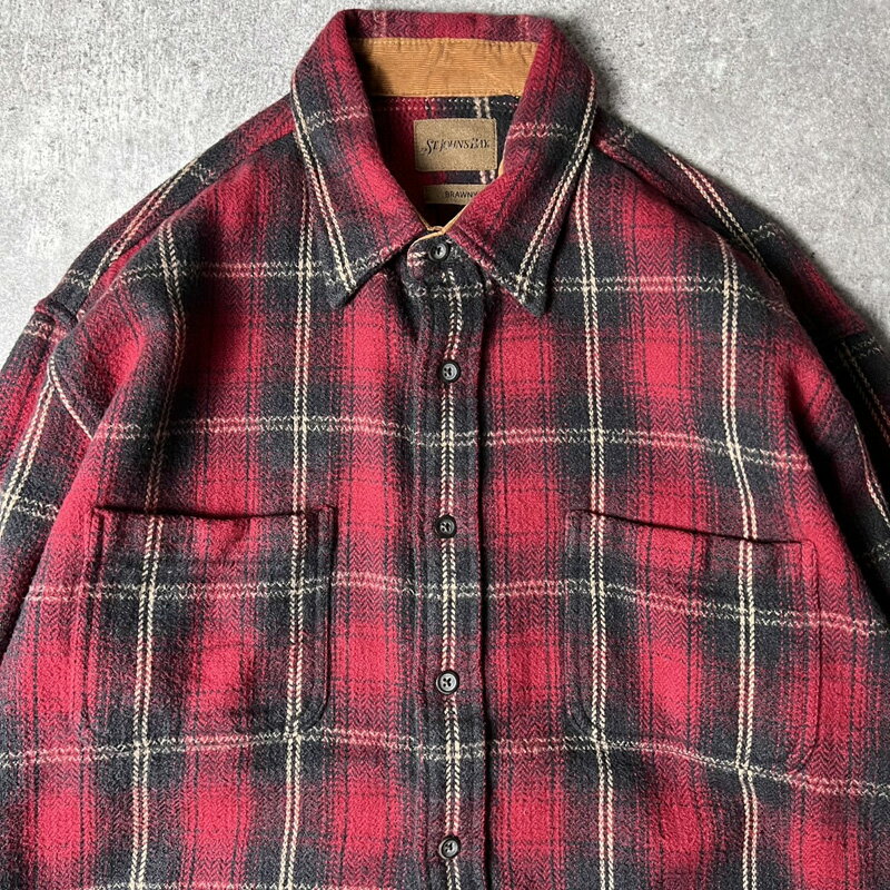 90s インド綿 ST JOHN'S BAY チェック 長袖 ヘビー フランネル シャツ L / 90年代 オールド JCPenney JCペニー ネルシャツ 【中古】 古着 アメリカ古着 USED ユーズド 中古 VINTAGE US古着 アメカジ