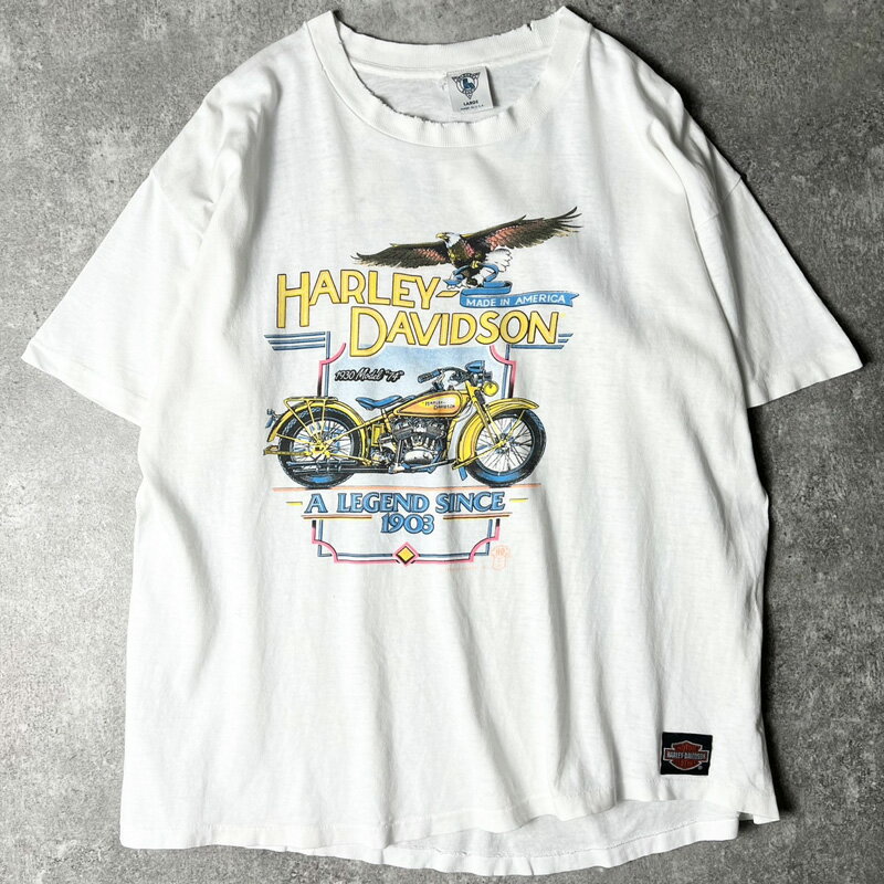 Rakuten - 雰囲気系 90s USA製 HARLEY DAVIDSON オフィシャル 両面 イーグル プリント 半袖 Tシャツ L / 90年代 シングル ハーレー ダビッドソン 【中古】 古着 アメリカ古着 USED ユーズド 中古 VINTAGE US古着 アメカジ