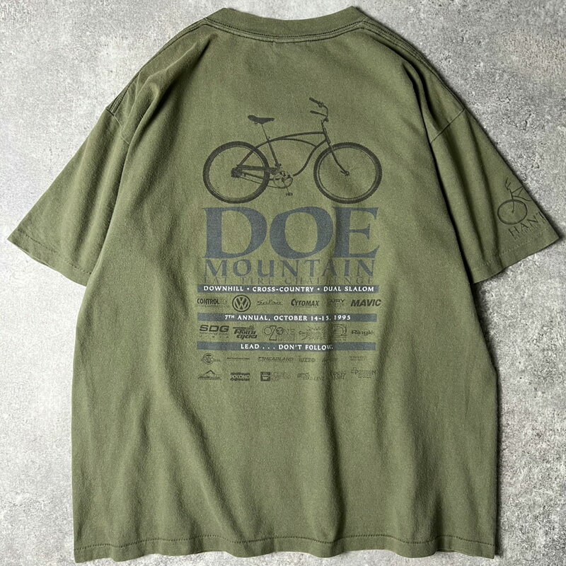 90s USA製 1995 マウンテンバイク 企業 ロゴ プリント 半袖 Tシャツ L / 90年代 フォルクスワーゲン 企業物 シングル ステッチ 【中古】 古着 アメリカ古着 USED ユーズド 中古 VINTAGE US古着 アメカジ