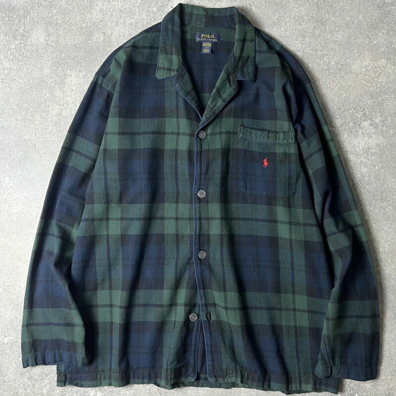POLO RALPH LAUREN ブラックウォッチ チェック コットン ライト フランネル 長袖 パジャマ シャツ L / ポロ ラルフローレン ボックス 【中古】 古着 アメリカ古着 USED ユーズド 中古 VINTAGE US古着 アメカジ