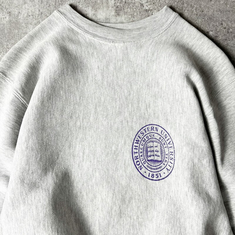 90s mvp 両面 カレッジ プリント RWタイプ スウェット トレーナー L / 90年代 アメリカ製 オールド リバース 霜降り グレー スエット 【中古】 古着 アメリカ古着 USED ユーズド 中古 VINTAGE US古着 アメカジ