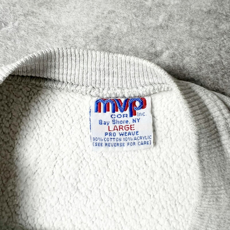 90s mvp 両面 カレッジ プリント RWタイプ スウェット トレーナー L / 90年代 アメリカ製 オールド リバース 霜降り グレー スエット 【中古】 古着 アメリカ古着 USED ユーズド 中古 VINTAGE US古着 アメカジ