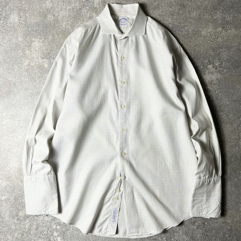 USA製 Brooks Brothers タッタソール チェック 長袖 コットン ドレス シャツ 16 / アメリカ製 ブルックスブラザーズ ホリゾンタル カッタウェイ 【中古】 古着 アメリカ古着 USED ユーズド 中古 VINTAGE US古着 アメカジ