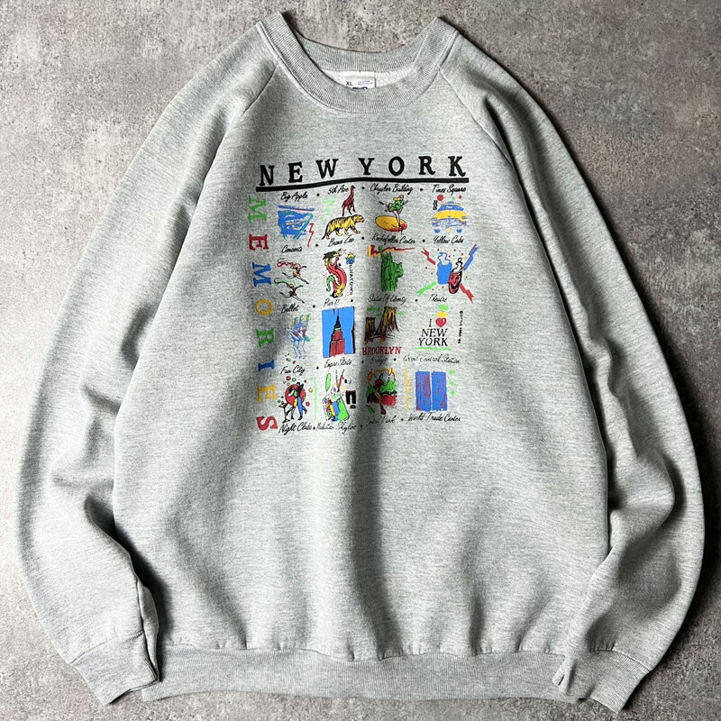 Rakuten - 90s USA製 ニューヨーク アート スーベニア プリント スウェット トレーナー XL / 90年代 アメリカ製 オールド 霜降り グレー NY 【中古】 古着 アメリカ古着 USED ユーズド 中古 VINTAGE US古着 アメカジ