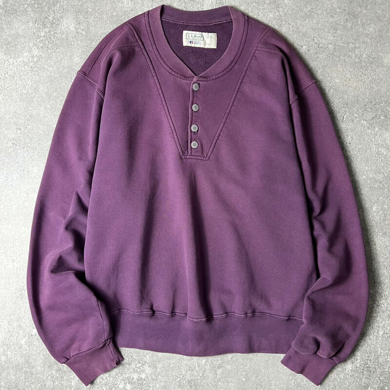 Rakuten - 雰囲気系 80s 90s USA製 LLBean RUSSELL 別注 ヘンリ—ネック スウェット トレーナー L / 80年代 90年代 アメリカ製 オールド ラッセル 裏起毛 【中古】 古着 アメリカ古着 USED ユーズド 中古 VINTAGE US古着 アメカジ