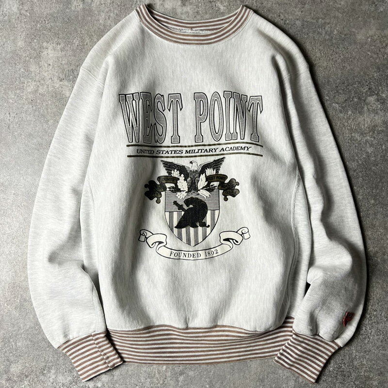 Military - 90s USA製 WEST POINT ロゴ プリント リブライン RWタイプ スウェット トレーナー S / 90年代 アメリカ製 USMA リバース 陸軍 ミリタリー 【中古】 古着 アメリカ古着 USED ユーズド 中古 VINTAGE US古着 アメカジ