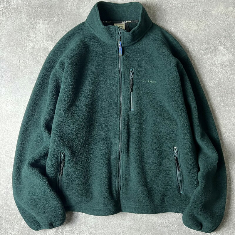 Rakuten - 90s LLBean フルジップ ロゴ 刺繍 パイル フリース ジャケット / 90年代 エルエルビーン オールド グリーン ジャンパー カタディン 【中古】 古着 アメリカ古着 USED ユーズド 中古 VINTAGE US古着 アメカジ