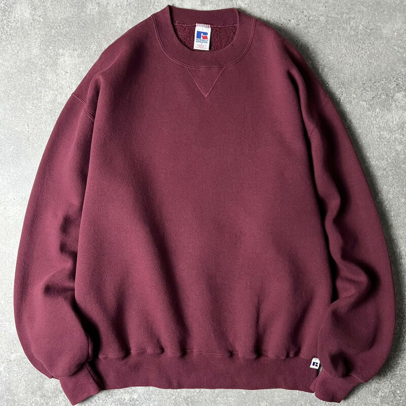 90s RUSSELL 無地 前V スウェット トレーナー L / 90年代 オールド ラッセル 裏起毛 スエット エンジ バーガンディ 【中古】 古着 アメリカ古着 USED ユーズド 中古 VINTAGE US古着 アメカジ(4)