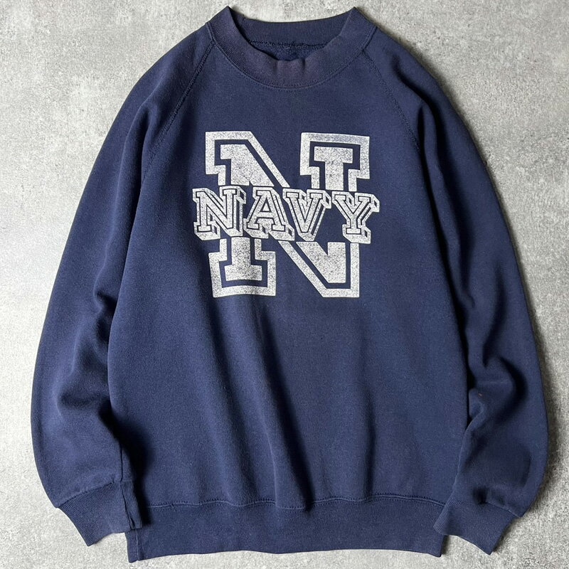 Rakuten - 80s U.S.NAVY ビッグ ロゴ プリント スウェット トレーナー / 80年代 ビンテージ USN ミリタリー ネイビー 紺 【中古】 古着 アメリカ古着 USED ユーズド 中古 VINTAGE US古着 アメカジ